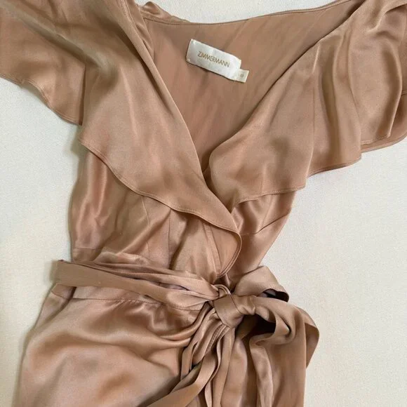 Zimmermann Midi Asymmetrical Wrap Dress Blush Pink Size US 0 - Picture 4 of 6
